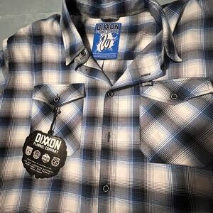 DIXXON Men's Blue, Black, and White Plaid Shirt
